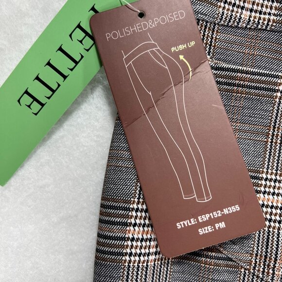 NWT Polished & Poised Pants Plaid Petite Slim Pull On Trousers Stretch Soft PM - Picture 7 of 15